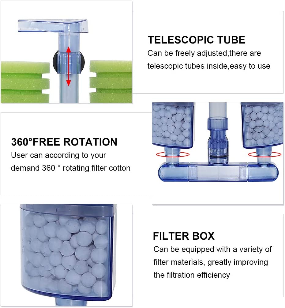 فلتر بايولجي Xinyou شامل اكواب ميديا وماتور داخلي صامت (XY-2902 | ٥ وات | ٤٥٠ لتر / ساعة | إسفنج مزدوج) - Image 2