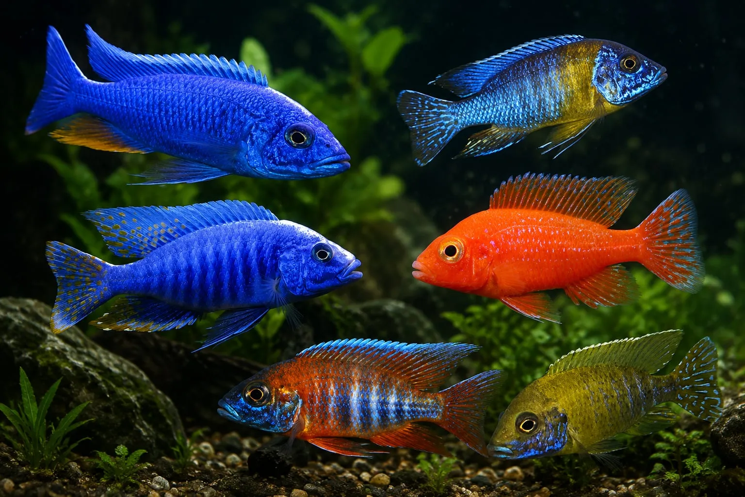 FSH15 بيكوك أولونوكارا مكس (Mixed Peacock Aulonocara / Aulonocara sp.) - الصورة 1